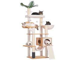 Krabpaal: Houten Krabpaal - Kattenmeubel - Spelen en rusten - Geïntegreerd met interieur - 50 x 40 x 156 cm