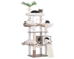 Houten Krabpaal voor Katten met Condo en Hangmat