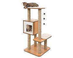 Huisdier Kat Meubels Hoog Basis met Twee Platforms en Categoriehol, 121.5 x 56 x 56 cm