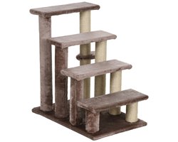 Huisdiertrap - 4 Treden - Voor Dieren tot 5 kg - Bruin - 60 x 40 x 64 cm
