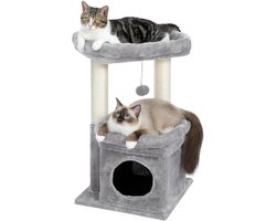 Ibenzoa® Kattentoren met Meerdere Verdiepingen en Krabpalen voor Huiskatten, Grijs, Comfortabel en Veilig Ontwerp