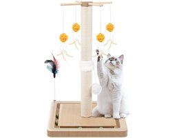 Ibenzoa® Robuuste Kratboom voor Katten - 63 x 30 x 30 cm, Beigekleur met Natuurlijk Sisaltouw