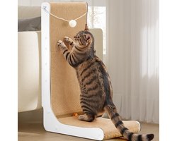 Ibenzoa® Uitgebreide Krabplank voor Katten met L-Vormig Ontwerp en Speelbal ter Meubelbescherming