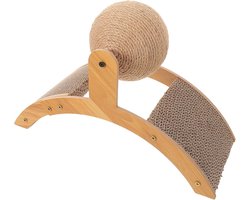 Krabpaal: Interactieve Krabpaal - Krabbal Draaiend - Kattenvermaak Zelfstandig - Reuzenrad Speelelement - 35x26x15 cm - Khaki
