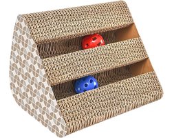 Intirilife Interactieve krabplank Kattenspeelgoed van bruin golfkarton met 27.5 x 23.5 x 17.5 cm formaat - Voor een speelse bezigheid van uw kat