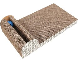 Intirilife Interactieve krabplank Kattenspeelgoed van bruin golfkarton met 45.5 x 24.5 x 10.5 cm formaat - Voor een speelse bezigheid van uw kat