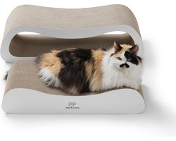 Jake and Jacky Krabkarton voor Katten 2 in 1 model - Krabpaal Karton - Krabplank - Krabmand - Krabmeubel - Kartonnen Krabmat - Kattenmand - Kattenbed - 71x24x21cm