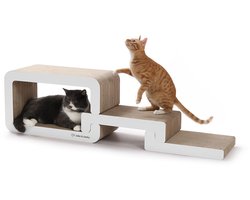 Jake and Jacky Krabkarton voor Katten - Krabpaal Karton - Krabplank - Krabmand - Krabmeubel - Kartonnen Krabmat - Kattenmand - Kattenbed - 116x33x24cm