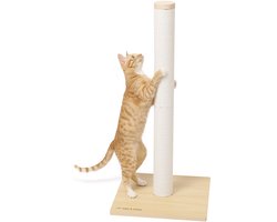 Jake and Jacky Krabpaal Hout - Houten Krabpaal voor Katten - met Papieren Touw - Krabmeubel - 80 cm