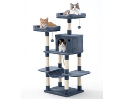 Jake and Jacky Krabpaal voor Katten - Kattenkrabpaal - Krabmeubel - Kattenboom - Krabpalen - Kattenhuis - Donkergrijs - 147 cm Hoog