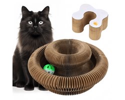 Kartonnen kattenkrabpaal - Opvouwbare krabpaal in meerdere vormen- interactief speeltje met ophaalbare bel- stimuleert het jachtinstinct van katten- geschikt voor katten van alle leeftijden