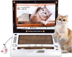 Kartonnen Krablaptop 2-in-1 Golfkarton Kattenkrabkrabber - Interactief Kattenspeelgoed met Pluche Muis - Krabspeelgoed voor Indoor Katten