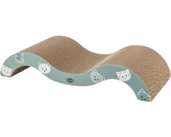 Kartonnen krabmat voor katten - compacte krabspaander in turkooise kleur