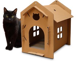 Kartonnen Krabpaal voor Katten - Omkeerbare 2-Laags Krabpaal in Cottage Stijl - 42x35x50 cm