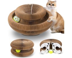 Kartonnen krabpaal voor katten - Opvouwbare krabpaal in meerdere vormen- interactief speeltje met ophaalbare bel- stimuleert het jachtinstinct van katten