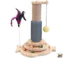 Kat Speelgoed Roller Trainer - Interactief Katten Speelbal met Krabpaal - 2 Niveau Draaitafel - Leuk Activiteitenspeelgoed voor Binnenkatten - Energielabel A