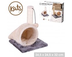 "KATS" KATTENKRABPAAL MET POMPON EN TUNNEL