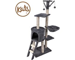 Kats - Krabpaal voor katten - Uitgebreide Kattenmand met Trap, Huisje, Mand en Speeltjes - Hoogte: 135cm