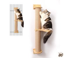 Katten Klim- en Speelboom Set - Jute Krabpaal - Wandmontage - Dennen Houten Hangmat - Activiteit Boom voor Katten - Geüpdatet Ontwerp