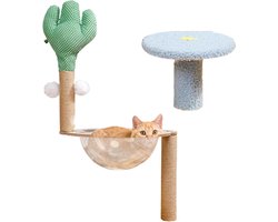 Krabpaal: Katten Klimboom - Katten Toren - Spelen Krabben - Uniek Cactus Design - 39x39x83 cm - Groen