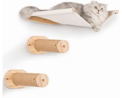 Krabpaal: Katten Klimmeubel - Krabpaal Hangmat - Spelen en Rusten - Stevige Grenenhouten Basis - 49 x 18 x 9 cm