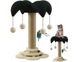 Krabpaal: Katten Klimpaal - Krabmeubel - Spelen en Krabben - Massief Houten Constructie - 37x34.7x15.9 cm - Natuurlijk