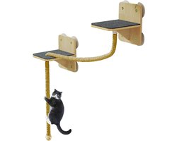 Wandmeubel: Katten Klimplanken - Klimmuur Plateau - Katten Spelen - Natuurlijke Stabiliteit - 26x24x10 cm - Hennep Touw