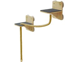 Krabpaal: Katten Klimplanken - Krabmeubel Muur - Spelen en Klimmen - Natuurlijke Stabiliteit - 26x24x10 cm - Hemp Rope