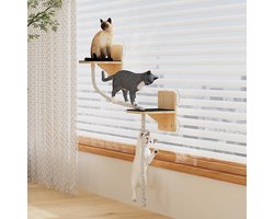 Wandmeubel: Katten Klimplanken - Wandmeubel Kat - Klimmen en Spelen - Zuignap Installatie - 26x24x10 cm - Natuurlijk