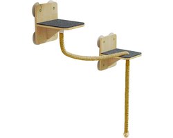 Wandmeubel: Katten Klimplanken - Wandmeubel Kat - Spelen en Rusten - Natuurlijk Hout - 27x27x11 cm - Niet gespecificeerd