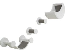 Katten Klimset Muur - Klimmeubel Kat - Spelen Krabben Rusten - Vier Elementen - 78x30x30 cm - Wit Grijs