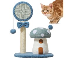 Krabpaal: Katten Klimtoren - Krabpaal Paddenstoel - Spelen en Krabben - Stabiele Basis - 375 x 285 x 54 cm - Blauw