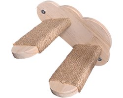 Wandmeubel: Katten Klimtrap - Wandmeubel Kat - Spelen en Rusten - Duurzaam Hout Sisal - 31 x 11 x 10 cm