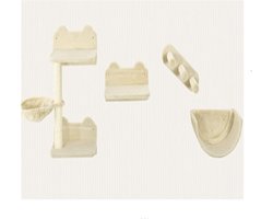 Katten Klimwand 4 Delig 40X28X73cm Kat Meubels Beige Spaanplaat Klimtrap Hangmat Springplaat Wand Krabpaal Voor Binnen Gebruik