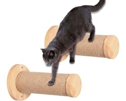 Wandmeubel: Katten Klimwand - Kattenmeubel Krabpaal - Katten Spelen - Ruimtebesparend Verticaal - 22 x 12 x 7 cm - Houtkleur