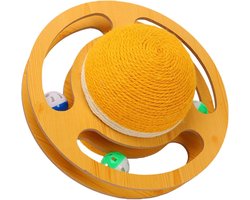 Krabpaal: Katten Krabbal - Krabpaal Speelgoed - Spelen en Krabben - Verzwaarde Basis - 30 x 30 x 13.5 cm - Beige