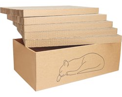 Katten Krabbox - Krabpaal met Doos - Meubels Beschermen - Omkeerbare Krabplaten - 44 x 26 x 15 cm - Bruin