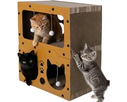 Krabpaal: Katten Krabhuis - Krabmeubel Ligplaats - Spelen en Rusten - 3-in-1 Design - 515 x 455 x 28 cm - Grijs