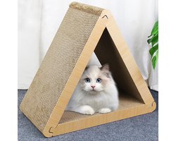 Katten Krabkarton - Krabmat Driehoek - Nagels Scherp Houden - Duurzaam Karton Materiaal - 45x23x40 cm