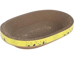 Krabplank: Katten Krabkarton - Krabpaal Bed - Meubels Beschermen - Inclusief Kattenkruid - 45 x 33 x 9 cm - Bruin