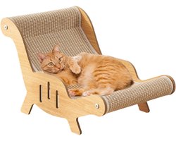 Krabpaal: Katten Krabmeubel - Bank Krabpaal - Meubels Beschermen - 2-in-1 Ontwerp - 53x31x32cm - Natuurlijk Hout
