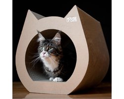 Katten Krabmeubel - Krabpaal Krabmat - Spel Ontspanning - Uniek Kattenkop Design - 40x42x42cm - Wit