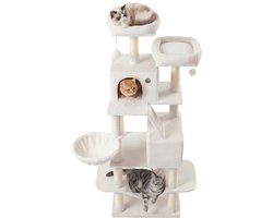 Krabpaal: Katten Krabpaal 168 cm &ndash; Grote Kattenboom voor Katten &ndash; 13 Krabpalen &ndash; 2 Platformen &ndash; 2 Kattenhuisjes &ndash; Katten Klimpaal &ndash; Speelpaal &ndash; Krabmeubel &ndash; Wit
