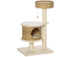 Katten Krabpaal 55×47×95 cm Katten Speelgoed Huisdieraccessoires Met Kattenhol En Speelbal Natuur Beige Geschikt Voor Kleine Katten Meerdere Niveaus Beschermt Meubels