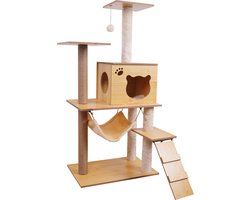 Katten Krabpaal - houten Krabpaal - 125cm hoog - hout - sisal