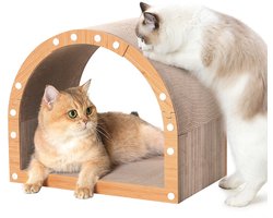 Katten Krabpaal Karton 3-in-1 - Krabplank + Rustbed + Speelgoed