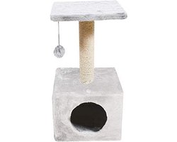 Katten krabpaal - Kattenboom speelmeubel - Katten vermaken - Met sisal touw - 30x30x60 cm - Lichtgrijs
