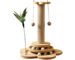 Krabpaal: Katten Krabpaal - Krabmeubel Kat - Meubels Beschermen - 4-in-1 Interactief - 40x25x25cm - Multicolor