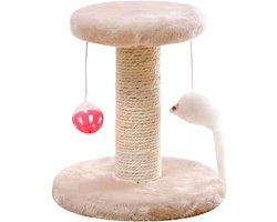 Katten Krabpaal - Krabmeubel - Kattenverrijking - Met Interactief Speelgoed - 20x20x18 cm - Wit