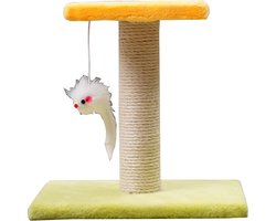 Krabpaal: Katten Krabpaal - Krabpaal - 25cm hoog – geel/groen